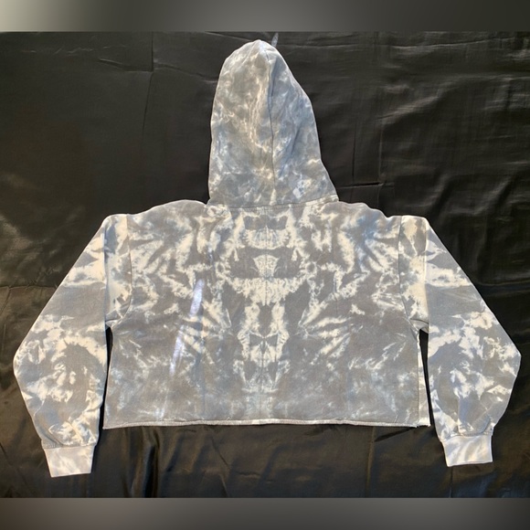 Pink Floyd Tie Dye Cropped Hoodie GrayWhite Size Large Used Excellent Condition - Picture 5 of 9